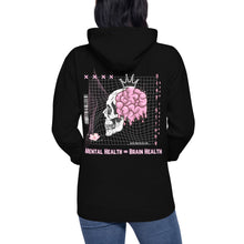 Load image into Gallery viewer, Mental Health = Brain Health -Skull- Hoodie Black