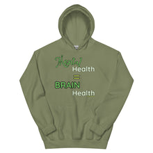 Load image into Gallery viewer, Mental Health = Brain Health | Green Fonts | Hoodie | Neutrals | 4 color options
