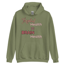 Load image into Gallery viewer, Mental Health = Brain Health | Hoodie | 6 Color Options | Pink Font |

