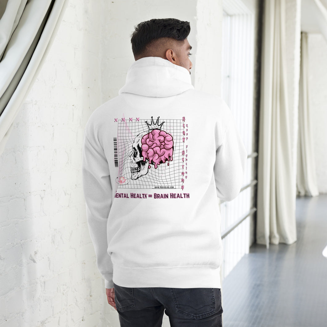 Mental Health = Brain Health -Skull- Hoodie White